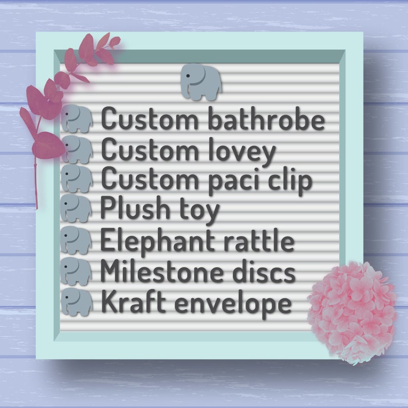 Personalized Baby Gift Set, Baby Shower Gift, Baby Girl Gift Box, New Mom Care Package, Custom Name Embroidered Elephant Baby Gift image 2