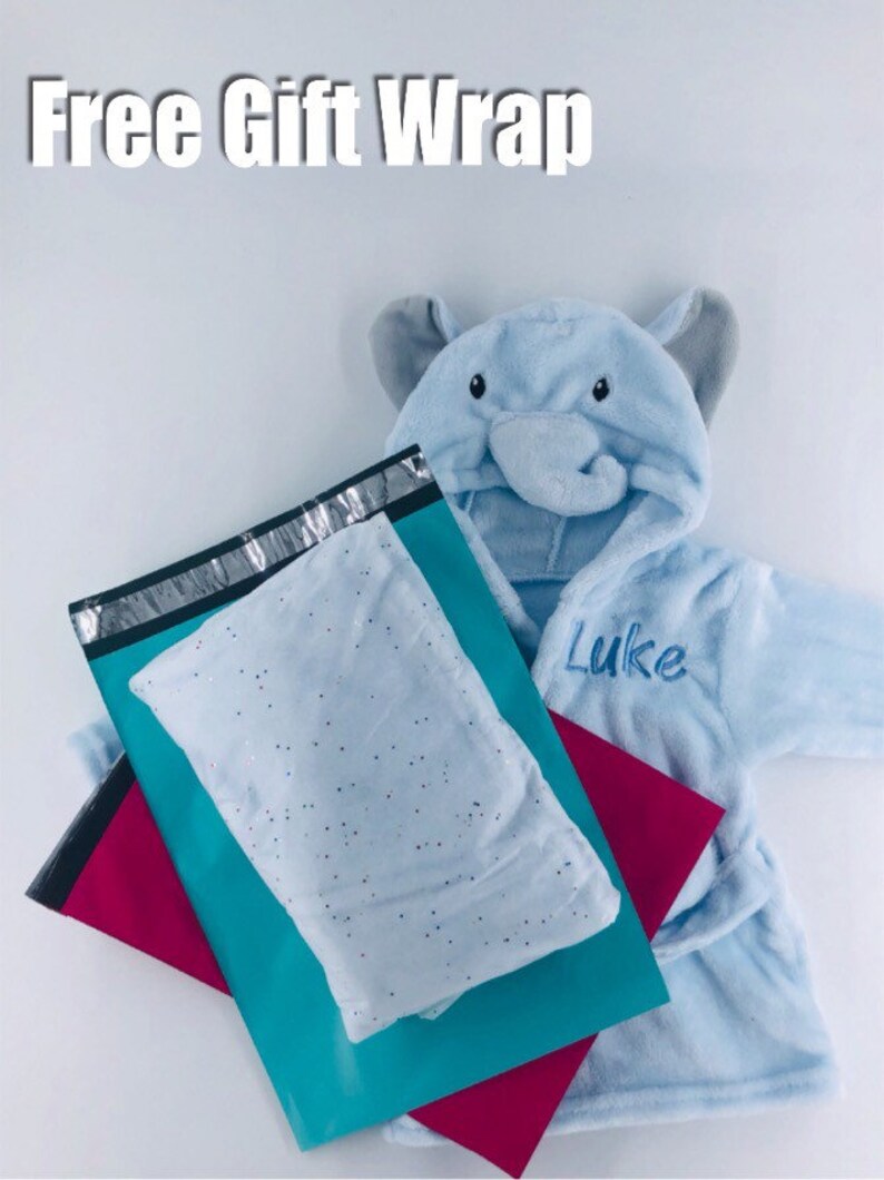 Personalized Custom Embroidered Baby Bathrobe Blue Elephant Etsy