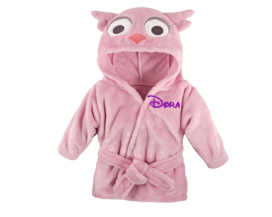 Personalized Baby Bathrobe Hooded pretty pink owl Bathrobe Etsy