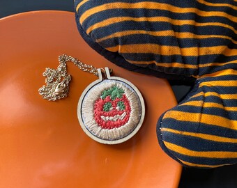 Pumpkin Cookie embroidery necklace