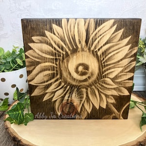 Sunflower Painting/Rustic Wood Wall Art Sign/Sunflower Wall Decor/Wood Stain Art/Sunflower Gift/Sunflower Art/Wood Sign/Sunflower Decor