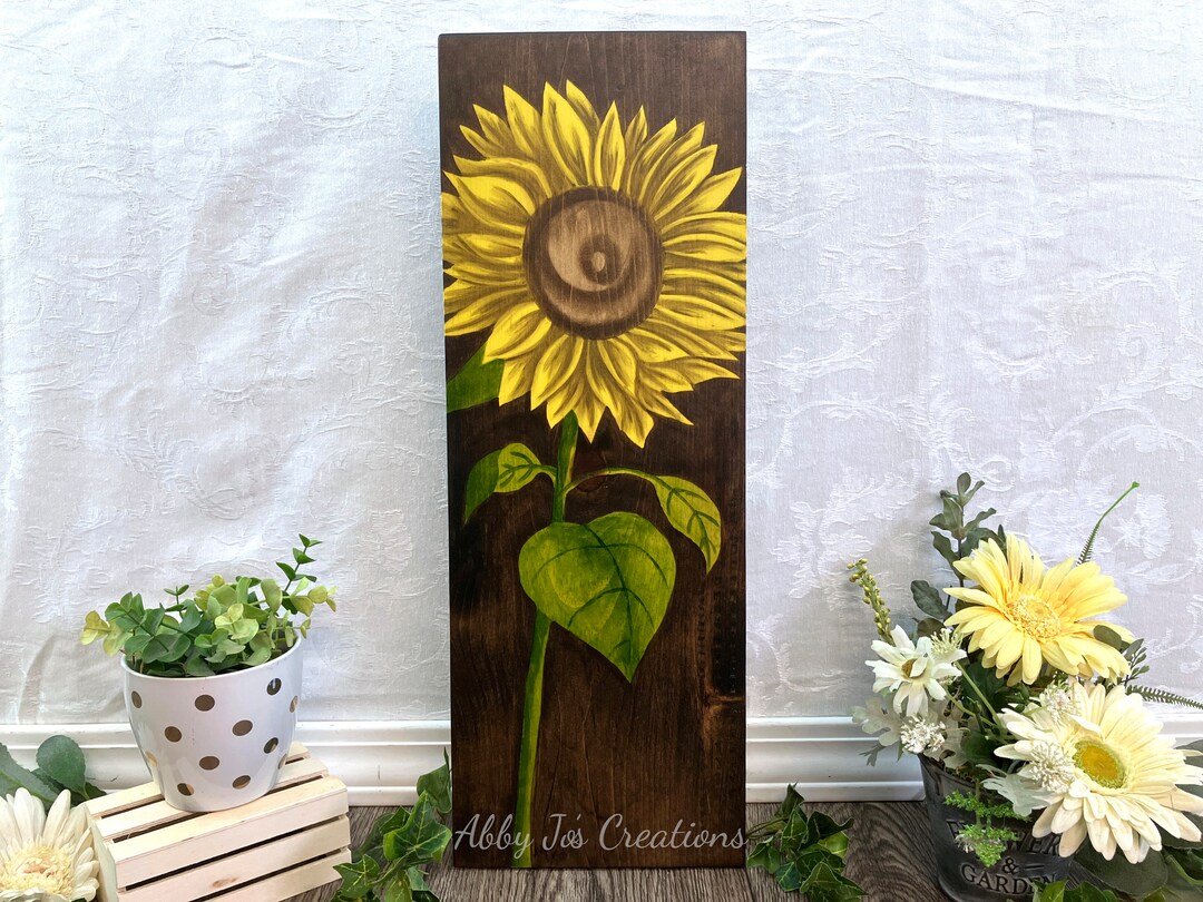 Vertical Sunflower Painting Wood Wall Art/sunflower Painting on Wood
