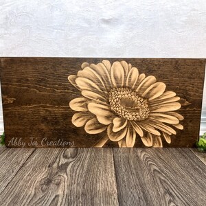 Rustic Daisy Wall Art/Large Wood Daisy Painting Decor/Daisy Kitchen Decor Wall Art/Rustic Living Room Decor/Daisy Wood Stain Art/Daisy Gift