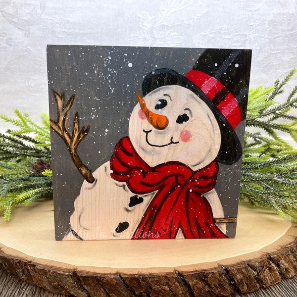 Snowman Painting/Wood Snowman/Christmas Snowman Decor/Snowman Wall Art/Frosty The Snowman/Christmas Decor/Snowman Art/Snowman Collector