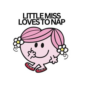 Little miss loves to nap, mr.men sticker, meme stickers, decal stickers, water bottle stickers, stocking stuffer, white elephant gift