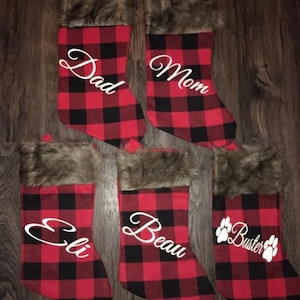 Red buffalo plaid stockings- Christmas stocking| plaid stocking| personalized stocking| family stockings| matching stockings |christmas gift