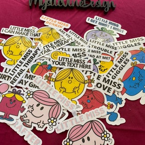 Little miss custom stickers, little miss, mr.men sticker custom stickers, meme stickers, decal stickers, water bottle stickers, stationary