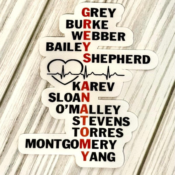 Grey,Burke,Webber,Bailey, shepherd,karev,Sloan,cast of grey anatomy inspired stickers,greys anatomy lover,funny stickers,stickers for adults