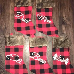 Red buffalo plaid stockings- Christmas stocking| plaid stocking| personalized stocking| family stockings| matching stockings |christmas gift