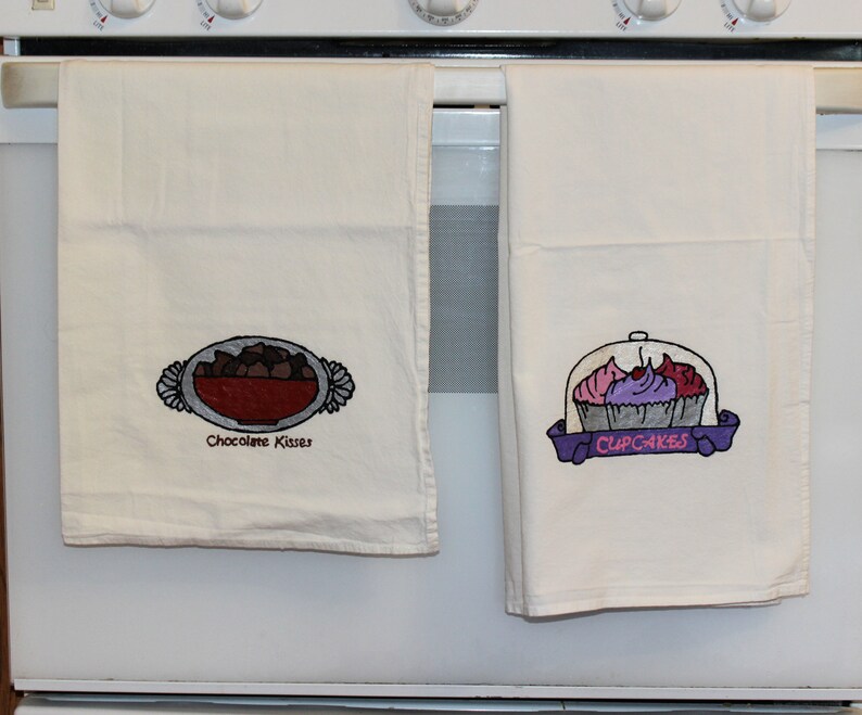Bakery Flour Sack Dish Towels Hand painted Kitchen Towels Etsy