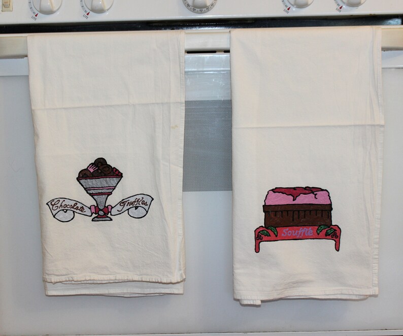 Bakery Flour Sack Dish Towels Hand painted Kitchen Towels Etsy