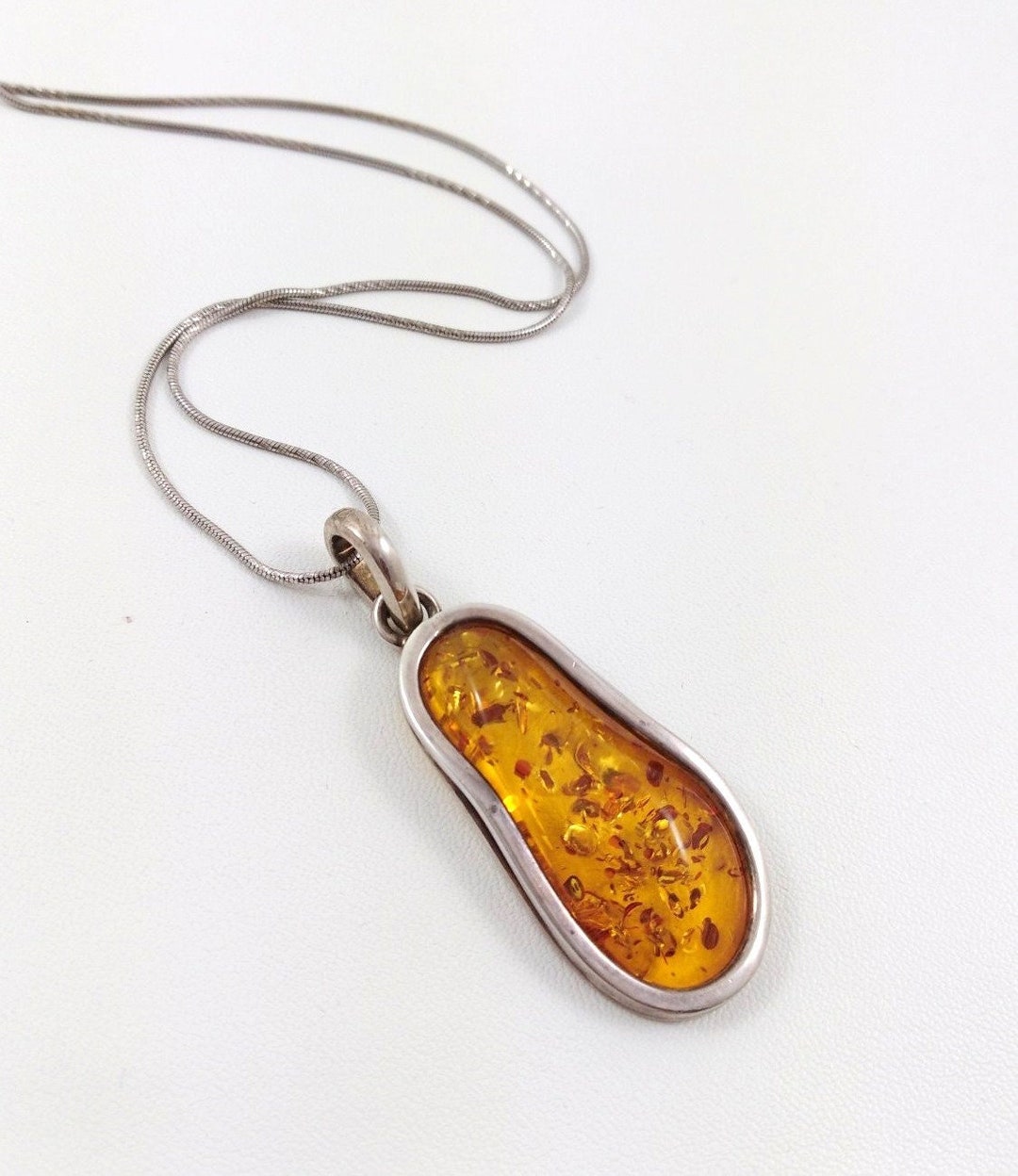 Natural Baltic Amber Pendant Honey With Chain Amber Silver Etsy UK