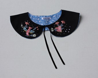 pink heart collar, peter pan embroidered collar, statement collar, detachable collar, floral collar bib, fake collar,women's collar necklace