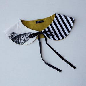 White detachable collar bib, fish collar necklace, Oversized collar, black ties collar, removeable accessories for women peter pan classic