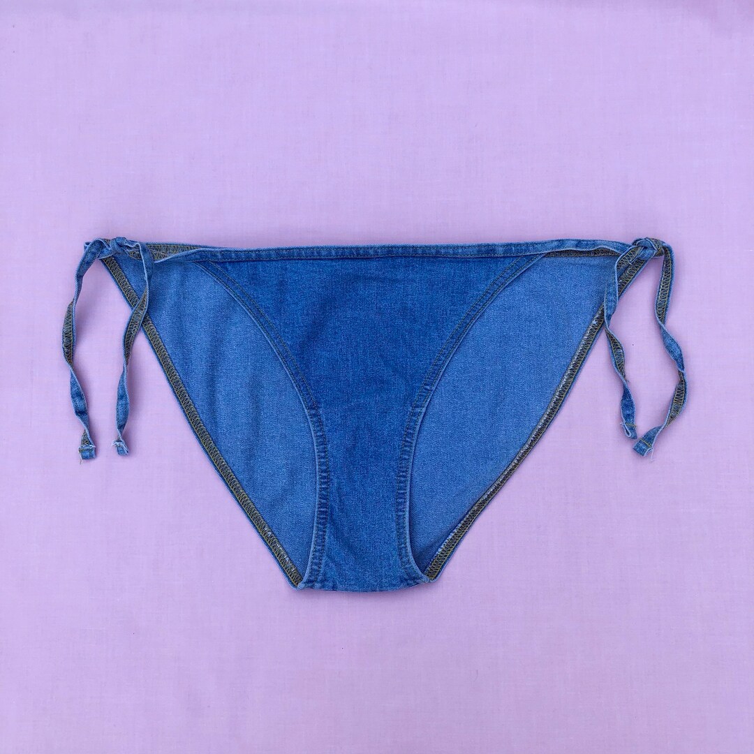 Vintage Denim Bikini Bottoms / Y2K Bikini / 1990s Denim Etsy