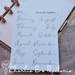 Foiled Monthly Headers Planner Stickers
