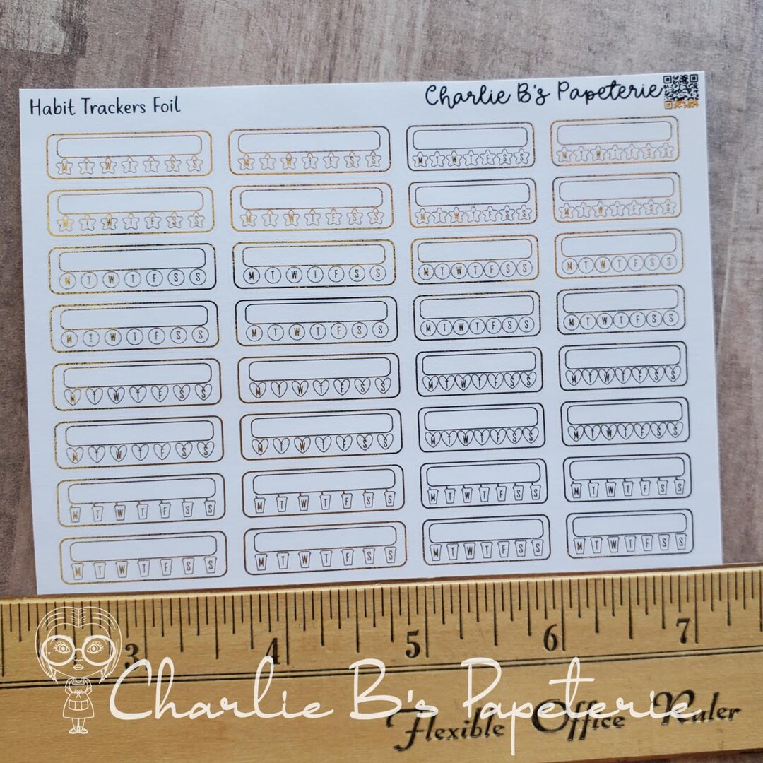 Foiled Habit Tracker Planner Reminder Stickers - Etsy