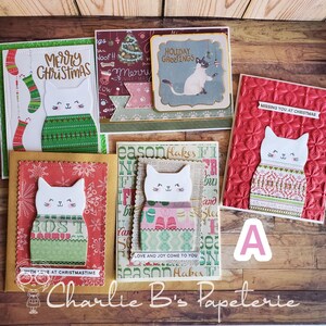 Handmade Christmas Cards, Assorted Holiday Greetings, Set of 5