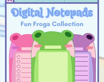 Fun Frog Digital Notepad Set | Hand-Drawn Kawaii Planner Pages (PNG) | Goodnotes, Notability, Digital Notetaking