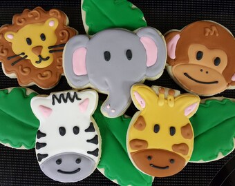 Jungle Safari Animal Cookies, Vanilla Sugar Cookies (Dozen)