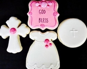 1st Communion Baptism Cookies - CUSTOM COLOR