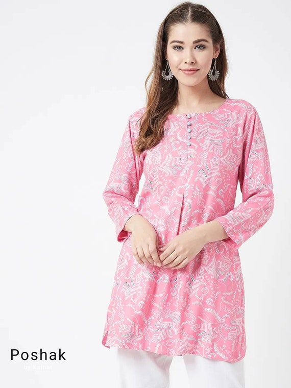 Stylish Kurti Plazzo With Tussles Upper - Cotton Bottom - Rayon Size - 36  38 40 42 44 For de… | Long kurti designs, Fashion dress party, Kurti  designs party wear