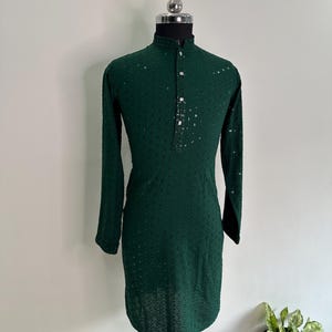 Kurta Pyjama For Men For Party - Green Chikankari Embroidered Cotton Kurta With Pyjama For Men - Men Indian Party Wear - Kurta Set Men