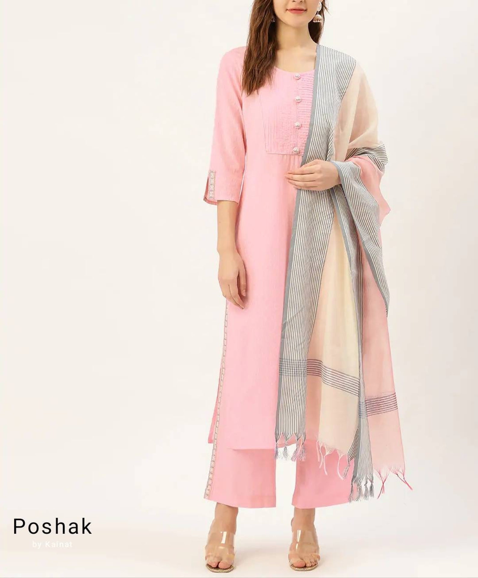 Party Wear Pink Kurti Palazzo Dupatta Set main image 0