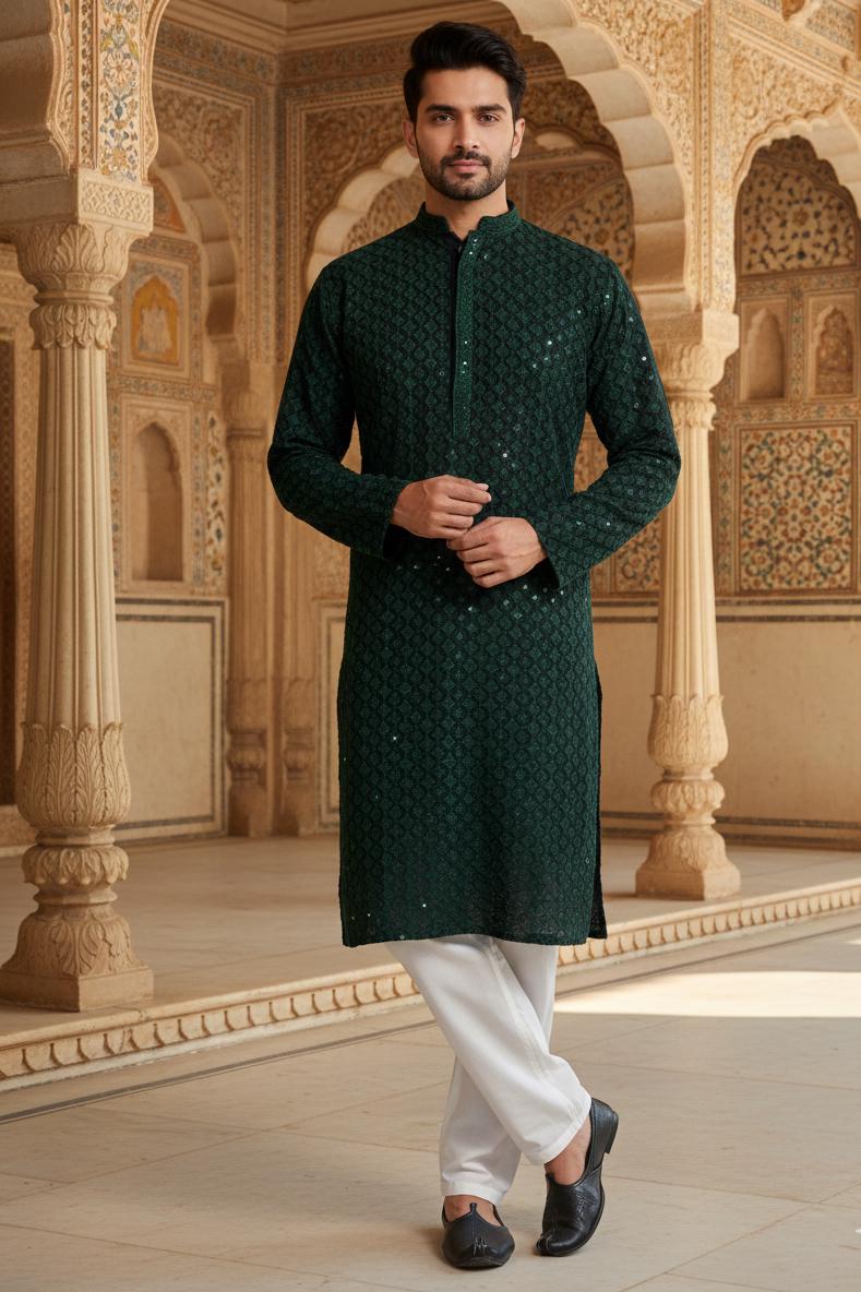 slim fit dress slacks Presenting Mehndi Color Sequence Work Gown – RangmatiFashion main image 0