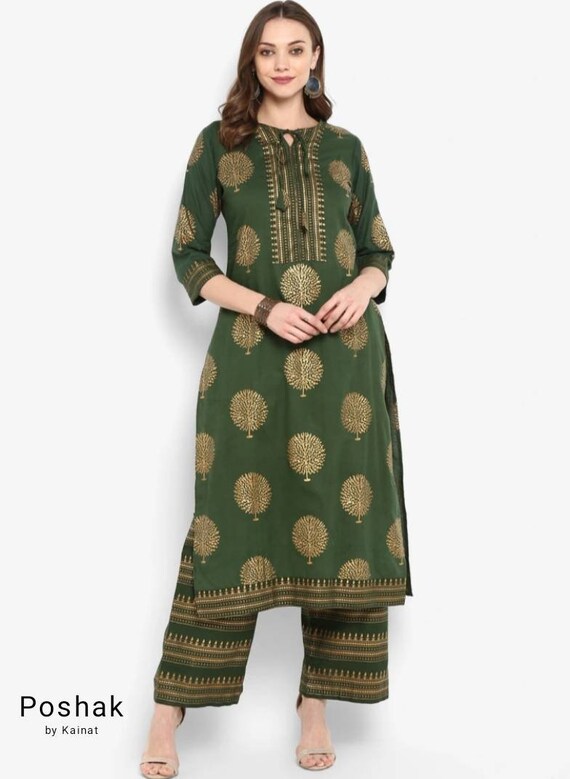 Kurta palazzo set indian dress for women printed kurti blue kurti set kurta dress palazzo dress block print dress ethinic casual wear