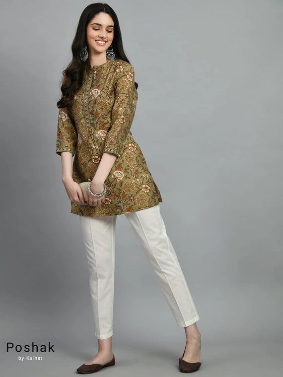 Tunics for Women Green Orange Short Kurti 2XL 3XL 4XL Kurta for