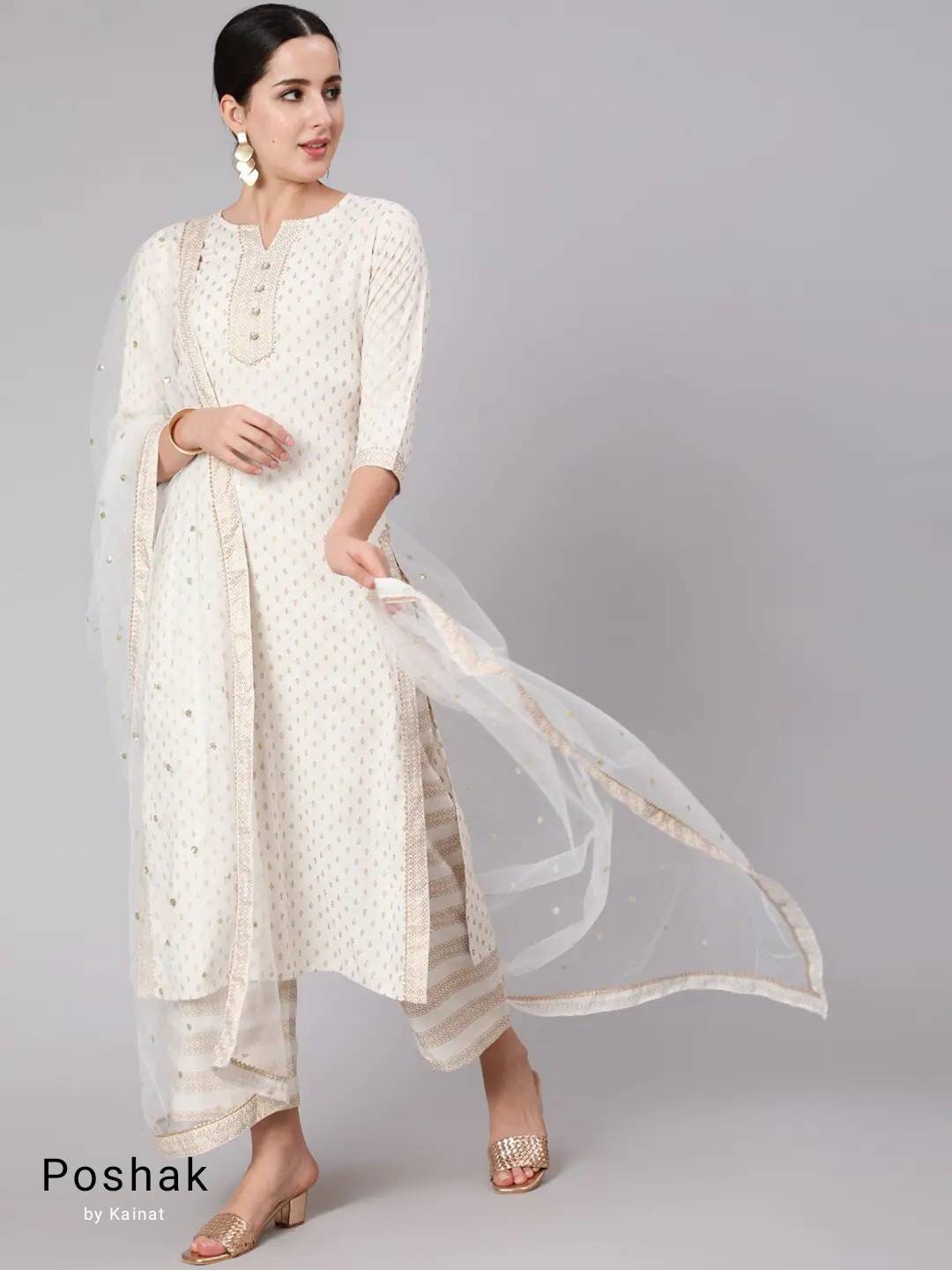 White and golden clearance suit