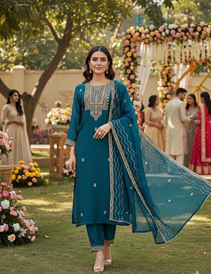 Indio Kurti Kurta Set Mujeres Étnico Top Bollywood Vestido Indio Kurti Kurta Set Mujeres Étnico Top Bollywood Vestido
