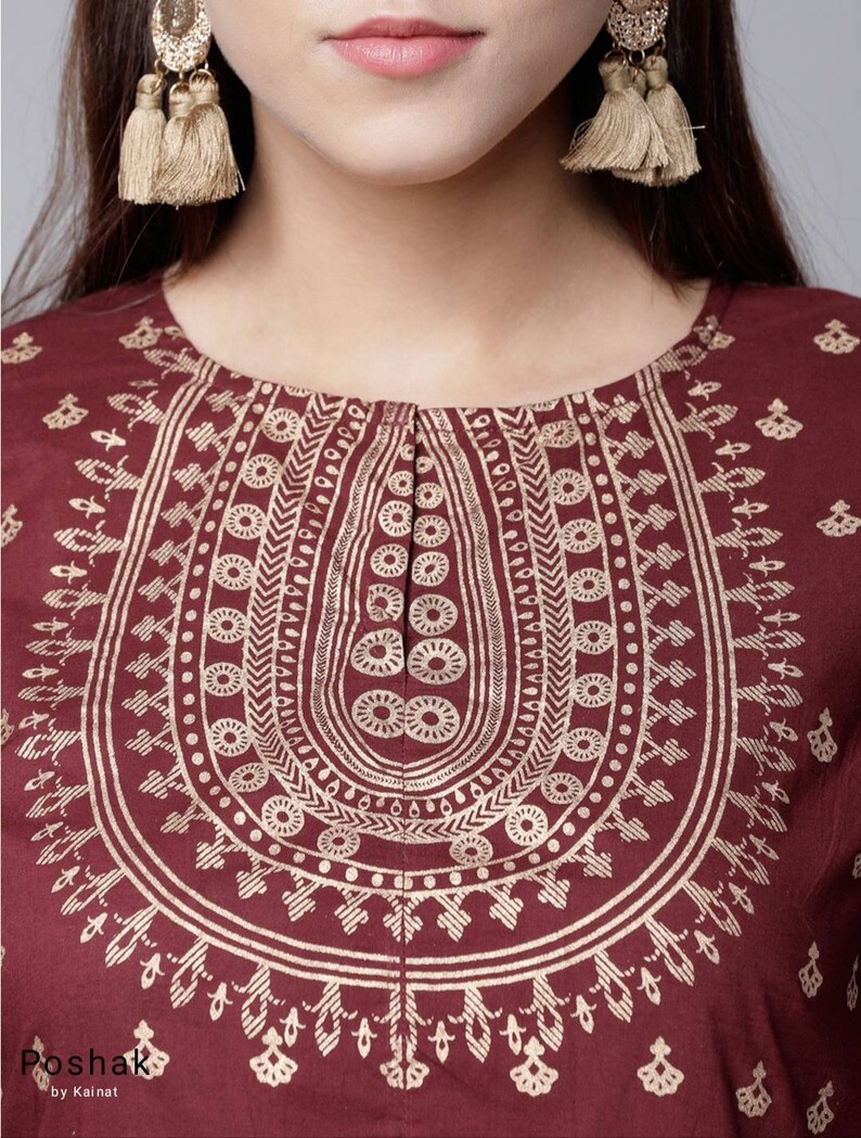 A-line Kurti Indian Dresses Ethnic Wear Anarkali Dress For Party Pure Cotton Anarkali Kurta For Women In Maroon
