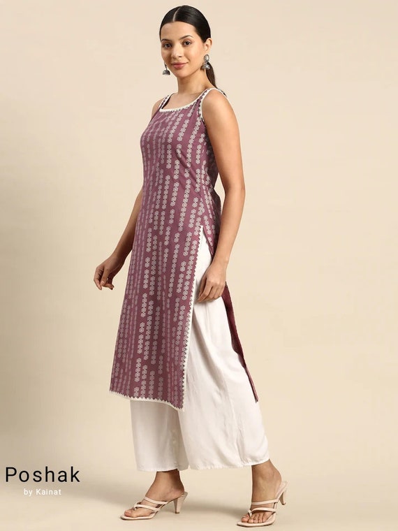 Buy Cotton Sleeveless Halter Neck Indian Kurti Tunic Online for Women in USA