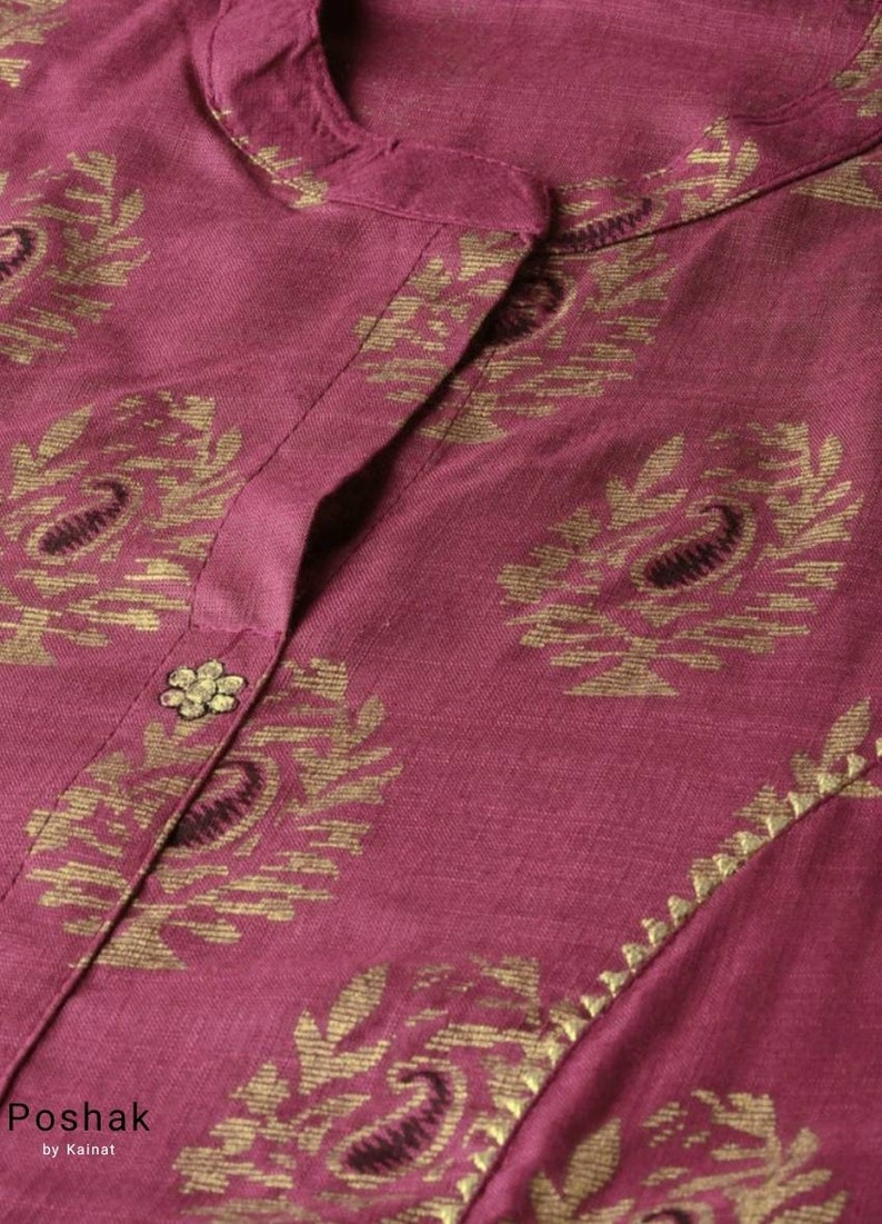 Kurta Sets Indian Dresses for Women Purple and Golden Foil - Etsy