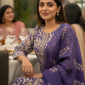 Purple Silk Kurta Set with Dupatta | Elegant Indian Party Wear Outfit for Women | Festive Ethnic Suit for Wedding & Diwali | Kurtis Kurta