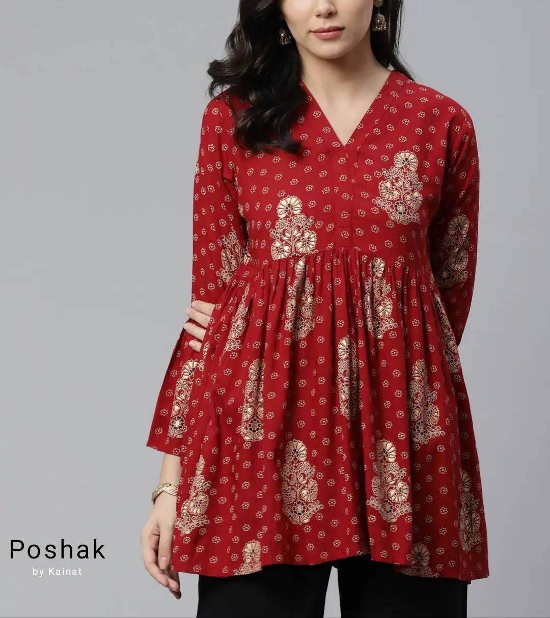 Golden Printed Kurti Short Kurta - Etsy 