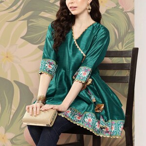 Women's Indian Style Straight Kurta Tunic - Cotton Party Wear Top, Ready To Wear - View #8