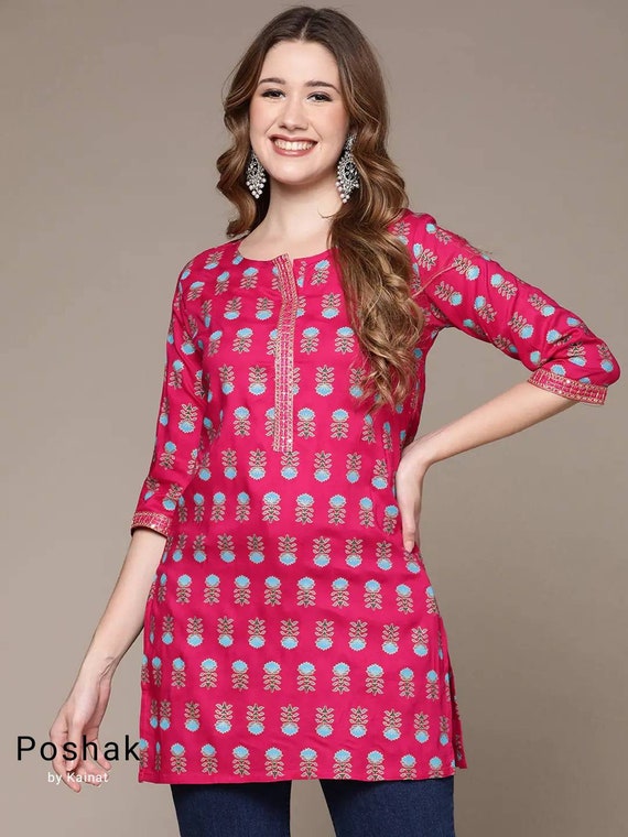 Women Mauve Pink Floral Embroidered Thread Work Net Kurti with Sharara –  Inddus.com