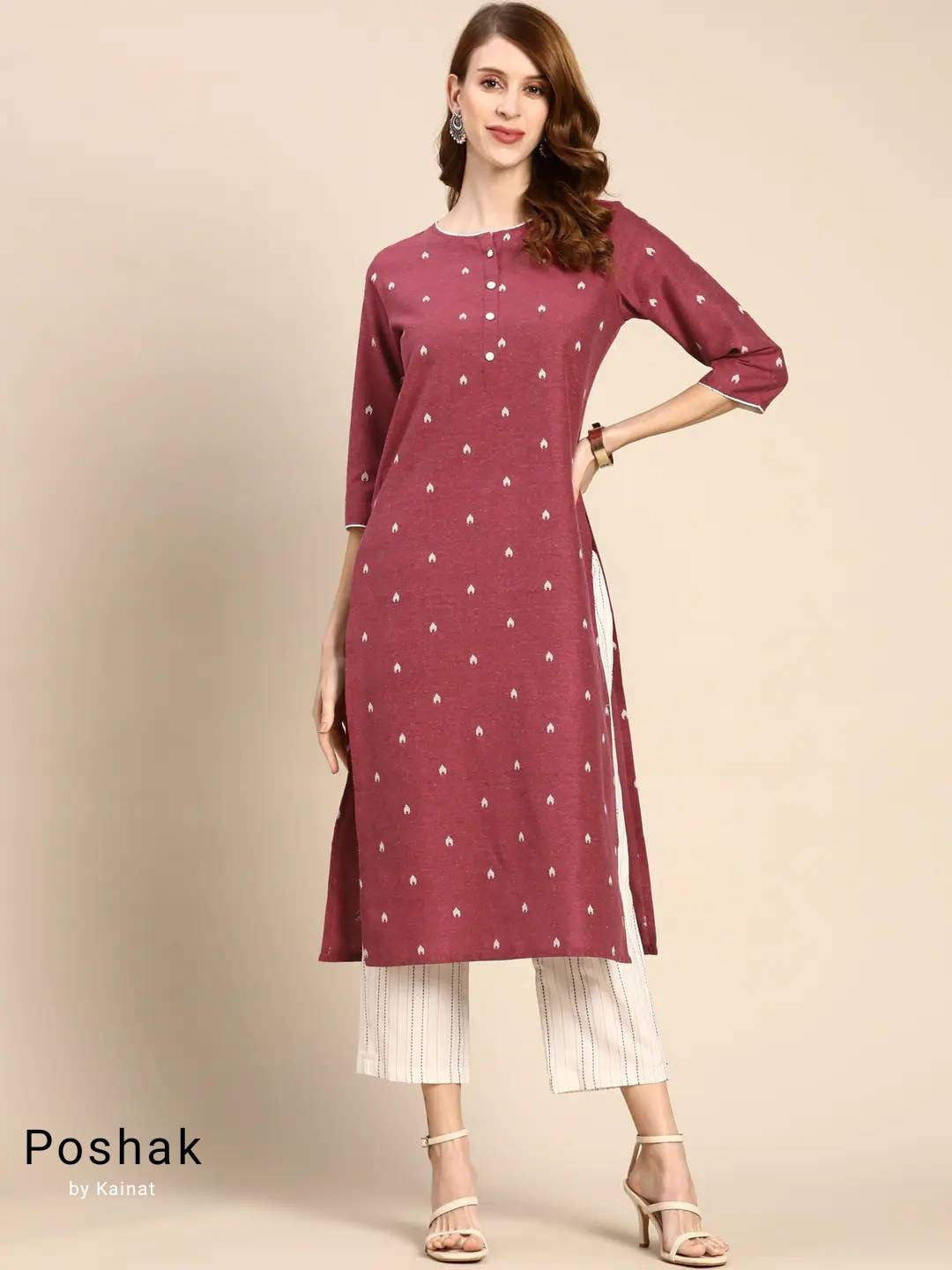 Buy Kurta Sets Women Pink u0026 White Pure Cotton Straight Kurta Online in  India - Etsy