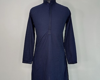 Men's Navy Blue Kurta Pajama Set - Groom & Wedding Guest Outfit - Men's Ethnic Kurta Pajama Set - Party Wear Indian Outfit - Kurta Churidar