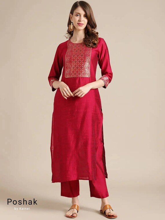 Indian Party Kurta Sets Reddish Pink 