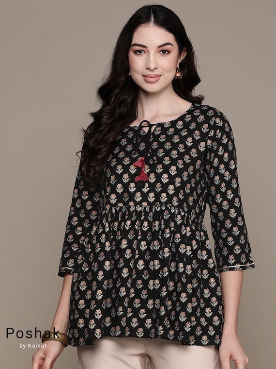 Buy Lyush Women Black Lace Detail Short Kurti With Palazzos Online at Best  Price | Distacart