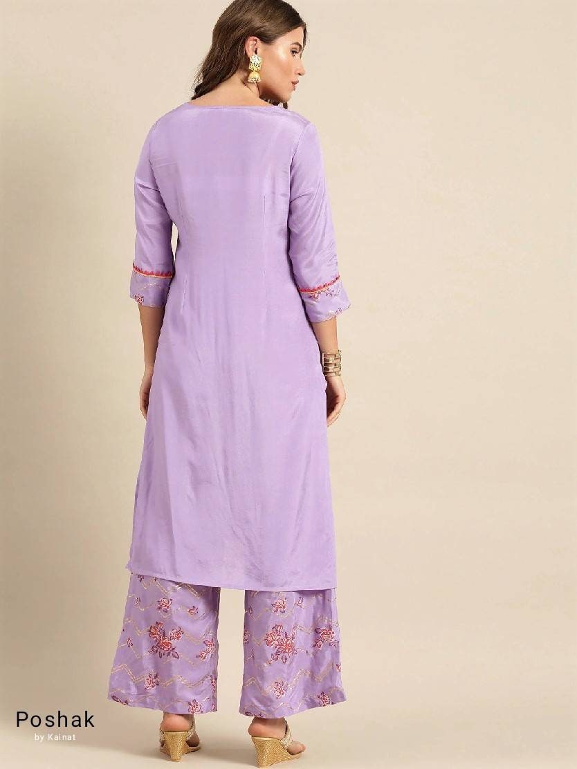 Indian Party Wear Dress Lavender & Red Yoke Design Kurta Etsy