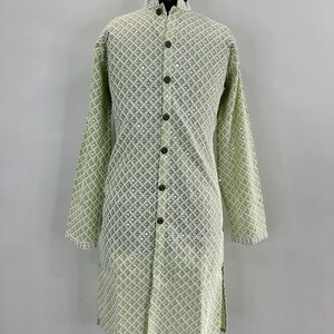 Indian Festive/Party Wear For Men - Pure Cotton Chikankari Green Kurta With Pyjama For Men -Men&#39;s Indian Ethnic Wear- Pathani Kurta Set Men