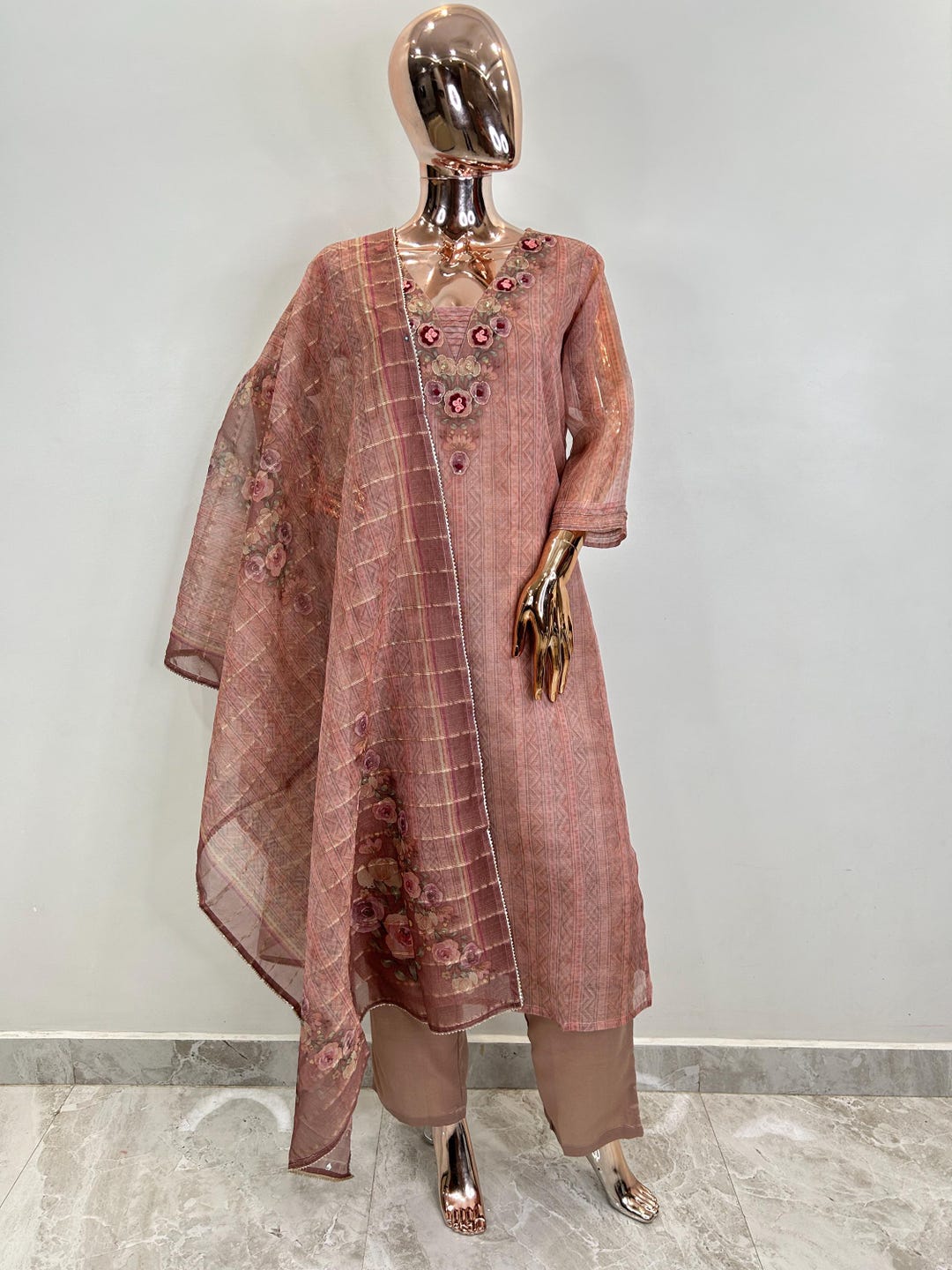 Organza Kurti with Pant  MDK218