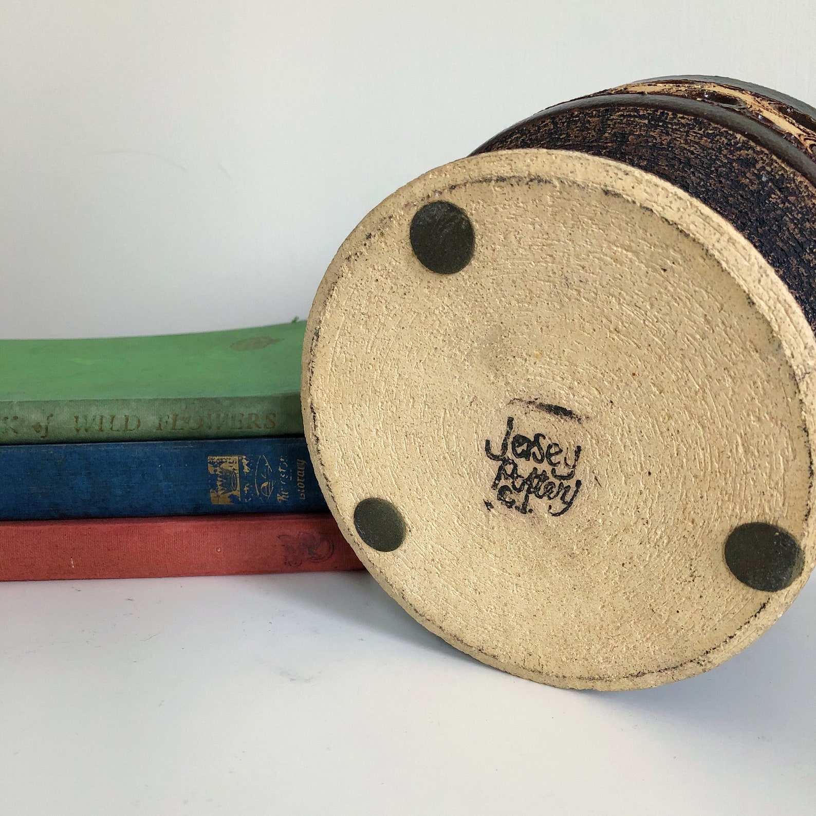 Jersey Pottery Pedestal Vase Mid Century Etsy