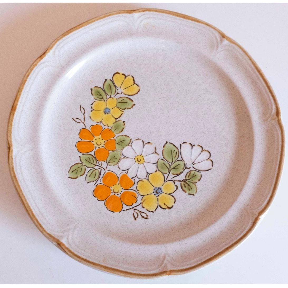 Orange flowers vintage dinner plates - Etsy 日本