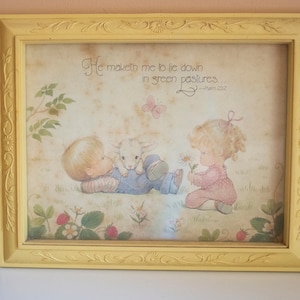 Homco Framed Nursery Print: Children, Lamb, Strawberries (10.5&quot;x13&quot;)